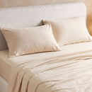 Double Sheet Set 150 GSM Anti-pilling Micro Flannel, Fast Drying Lightweight 4 Piece, 40CM Deep Pocket Fits Thick Mattress, Cream White
