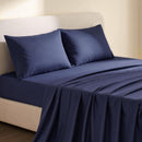 King 500TC Cotton 4Pcs Sheet Set with 40cm Extra Deep Pocket for Thick Mattresses Sateen Weave for Sweaty Nights Navy Blue