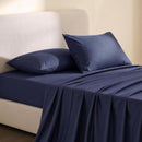 Single 500TC Cotton 4Pcs Sheet Set with 40cm Extra Deep Pocket for Thick Mattresses Sateen Weave for Sweaty Nights Navy Blue