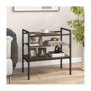 3 Tier Industrial Entryway Table With Removable Panel And Mesh Shelf