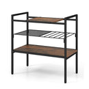 3 Tier Industrial Entryway Table With Removable Panel And Mesh Shelf
