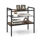 3 Tier Industrial Entryway Table With Removable Panel And Mesh Shelf