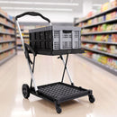 Shopping Trolley with Wheels 2 Layer w/1 Crate Foldable Trolley Grey