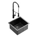 Stainless Steel Sink 51x45CM With Pull Out Mixer Tap Kitchen Single Bowl Black
