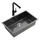 Stainless Steel Sink 60x45CM With Pull Out Mixer Tap Kitchen Basin Single Bowl Black