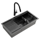 Stainless Steel Sink 81x45CM With Pull Out Mixer Tap Kitchen Basin Single Bowl Black