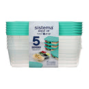 Sistema Meal Nest It Food Container Pack Of 5 Aqua Green