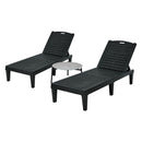 3PCS Sun Lounge & Table Set Outdoor Patio Furniture Black