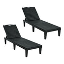 2PCS Sun Lounger Patio Outdoor Furniture Black