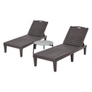 3PCS Sun Lounge & Table Set Outdoor Patio Furniture Brown