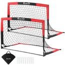 Pop Up Soccer Goal Nets Heavy Duty Portable Kids Training Set 2 Pcs Red