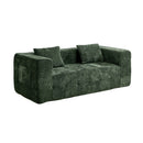 Compressed Sofa Box Button Tuft Couch Chenille Green