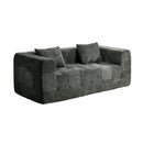 Compressed Sofa Box Button Tuft Couch Chenille Grey