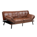 Sofa Bed Convertible Leather 3-Seater Brown