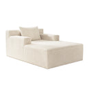 Chaise Chair Corduroy Single Sofa Couch Beige