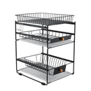 3 Tiers Kitchen Dish Rack Bowl Tableware Drying Holder Carbon Steel