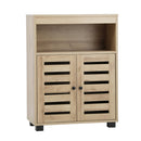 Shoes Storage Cabinet Organiser Shelf 2 Doors Brown