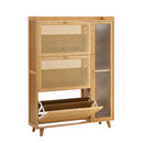 Bamboo Shoe Storage Cabinet 3 Compartments Natural