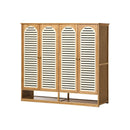 Shoe Storage Cabinet 4 Doors Bamboo Shoe Shelf Beige