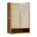 Shoe Storage Cabinet 2 Doors Rattan Natural