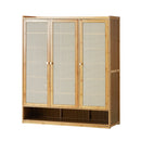 Shoe Cabinet with 3 Rattan Doors 6 Shelves