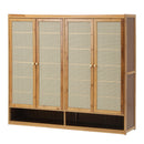 Shoe Storage Cabinet 4 Doors Rattan Brown