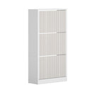 Shoe Rack Storage Cabinet 3 Compartments White
