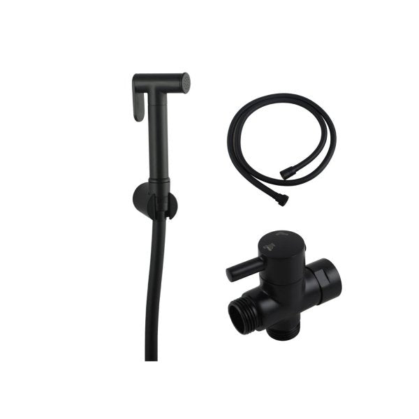 Brass Toilet Bidet Spray Diverter Wash Kit With Pvc Water Hose Black