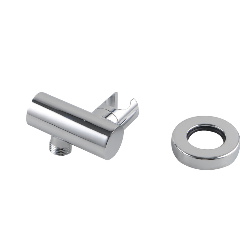 Round Chrome Shower Holder Solid Brass Wall Connector