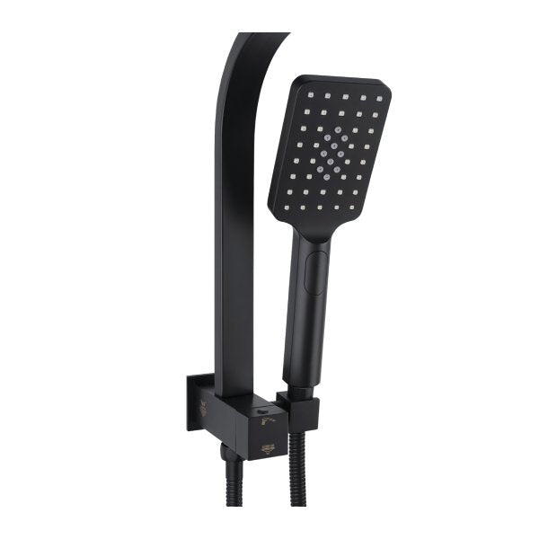 Aca Shower Head Set 8 Inch Square Rain Handheld Head Black Wels