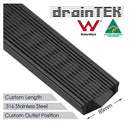 Wedge Wire Shower Grate Stainless Steel W85mm x L900mm 3mm Gaps Black