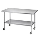 1524x762mm Stainless Steel Kitchen Bench w/ Splashback Work Table Prep Bench Commercial 430