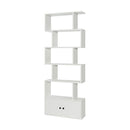 S Shaped Bookshelf With Storage Cabiet For Living Room White