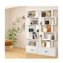 S Shaped Bookshelf With Storage Cabiet For Living Room White