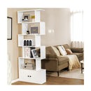 S Shaped Bookshelf With Storage Cabiet For Living Room White