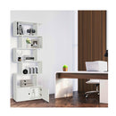 S Shaped Bookshelf With Storage Cabiet For Living Room White
