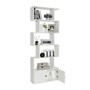 S Shaped Bookshelf With Storage Cabiet For Living Room White