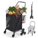 Shopping Trolley Cart Folding Aluminium Utility Cart Black