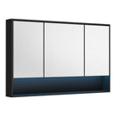 Bathroom Mirror Cabinet LED Wall Storage 1200x750mm Black