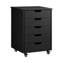 5 Drawer Mobile Filing Cabinet Storage Home Office Black
