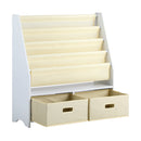 4 Tier Kids Storage Rack with 2 Drawers White & Beige