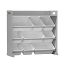 9 Bins Kids Toy Box Bookshelf Storage Organiser Shelf Grey