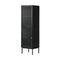 Bathroom Cabinet Storage Tall Slim Cupboard Tempered Glass Door Black