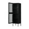 Bathroom Cabinet Storage Tall Slim Cupboard Tempered Glass Door Black