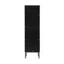 Bathroom Cabinet Storage Tall Slim Cupboard Tempered Glass Door Black