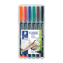 Staedtler Lumo 318 Permanent Marker Fine Assorted Wallet Of 6