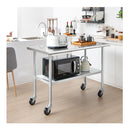 Stainless Steel Table Cart With 4 Universal Wheels For Kitchen