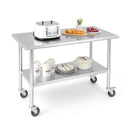 Stainless Steel Table Cart With 4 Universal Wheels For Kitchen