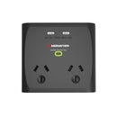 Monster Dual Socket Surge Protector With Dual Usb C Ports Black