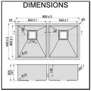 Dante Stainless Steel Kitchen Sink 800mm Double Bowl